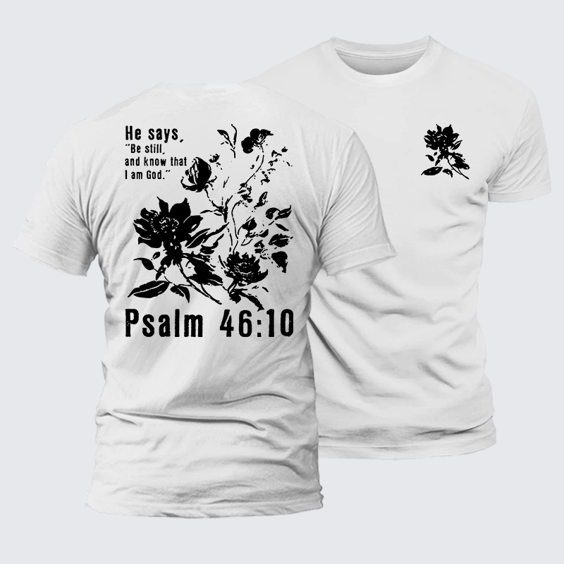 Psalm 46:10 Jesus God Christian Premium Mercerized Cotton Tee
