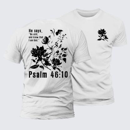 Psalm 46:10 Jesus God Christian Premium Mercerized Cotton Tee