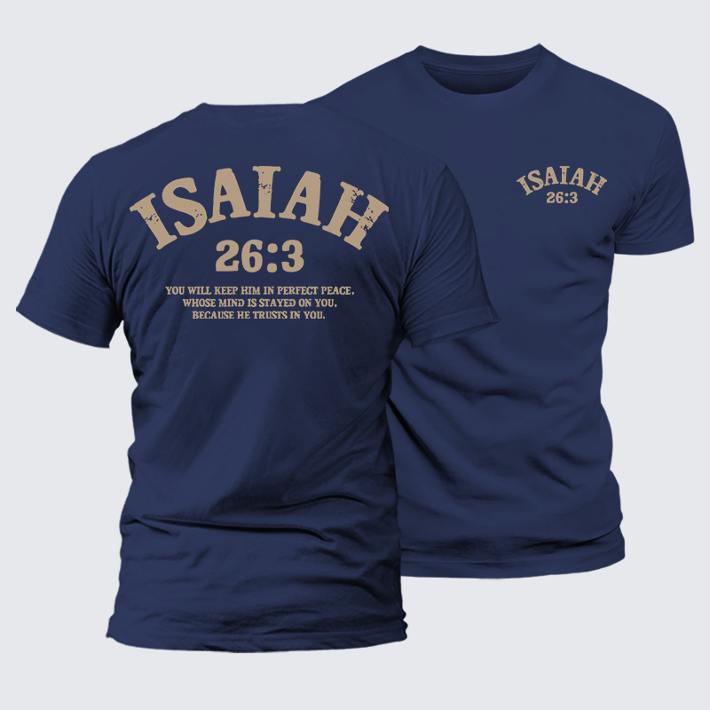 Isaiah 26:3 Perfect Peace Jesus God Christian Premium Mercerized Cotton Tee