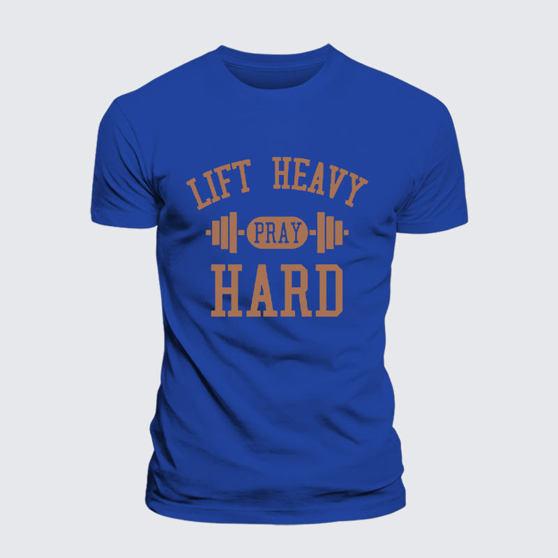 Lift Heavy Pray Hard Jesus God Christian Cotton T-Shirt