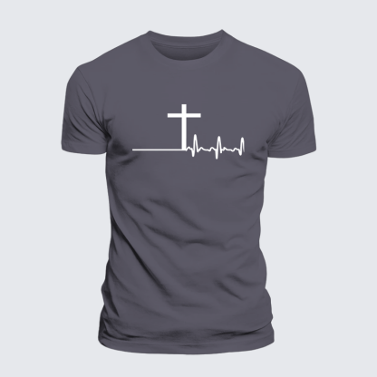 ECG Cross Jesus God Christian Premium Mercerized Cotton Tee