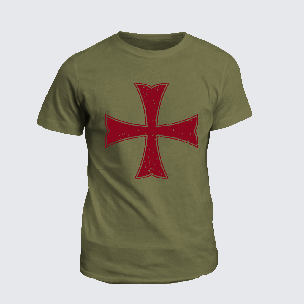Knights Templar Crusader Cross Jesus God Christian Cotton T-Shirt