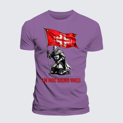 In Hoc Signo Vinces Jesus God Christian Premium Mercerized Cotton Tee