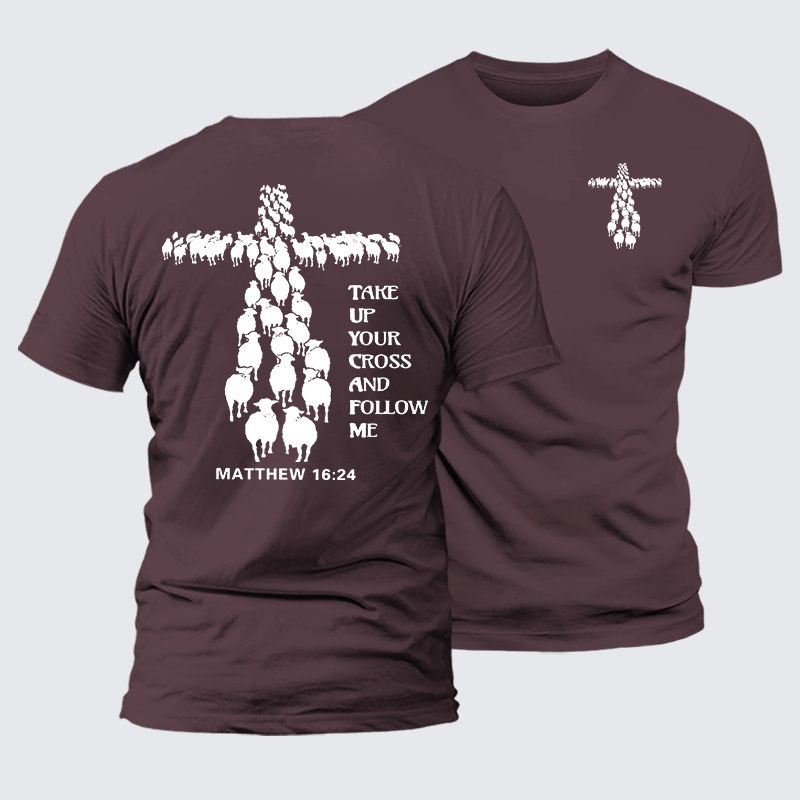 Take Up Your Cross Jesus God Christian Premium Mercerized Cotton Tee