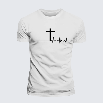 ECG Cross Jesus God Christian Premium Mercerized Cotton Tee
