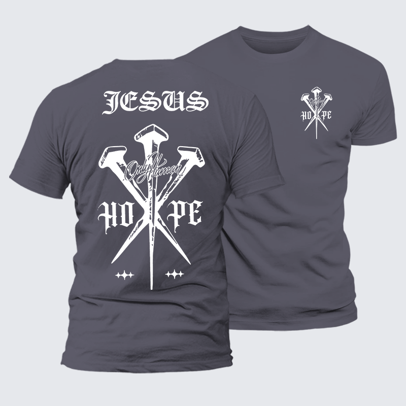 Only Human Hpoe Jesus God Christian Premium Mercerized Cotton Tee