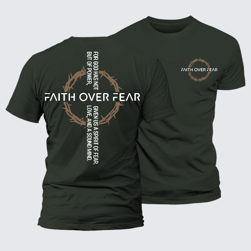  Faith Over Fear Jesus God Christian Premium Mercerized Cotton Tee
