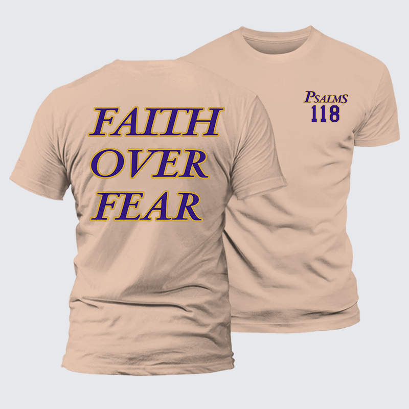 Faith Over Fear Jesus God Christian Premium Mercerized Cotton Tee