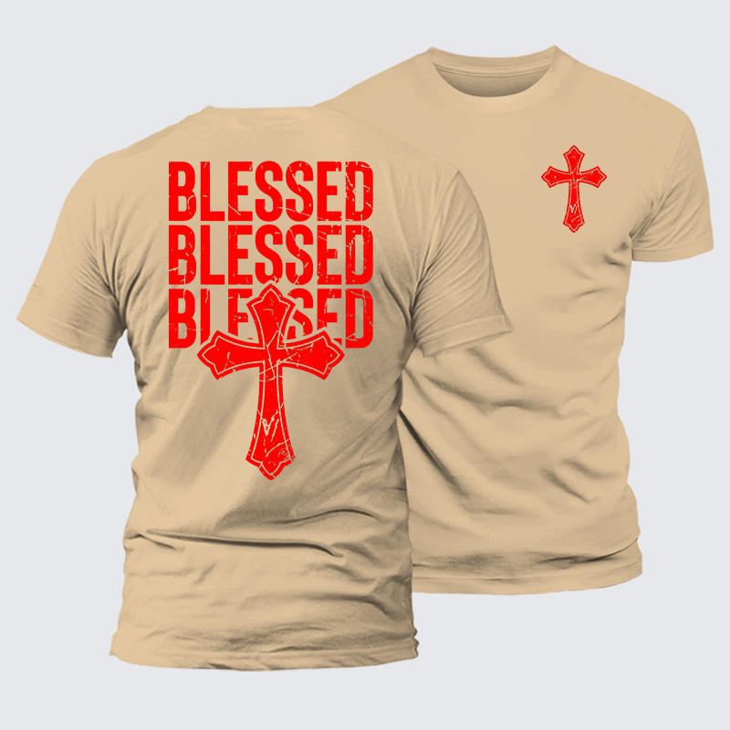 Blessed Cross Jesus God Christian Premium Mercerized Cotton Tee