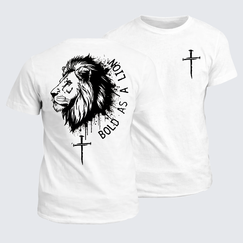 Bold as a Lion Jesus God Christian Cotton T-Shirt