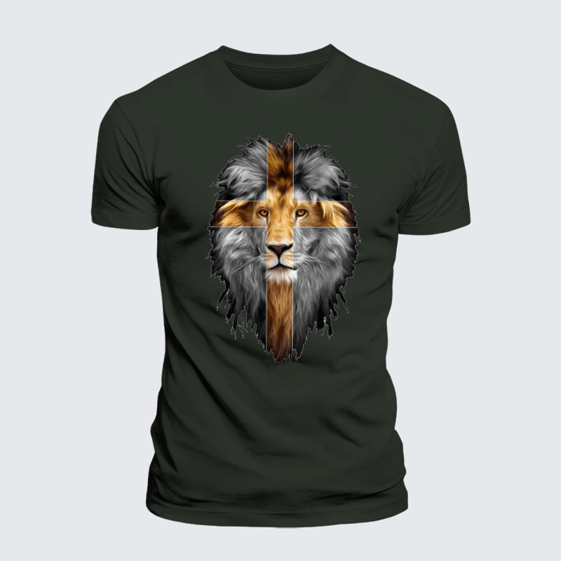 Jesus Lion of Judah Jesus God Christian Premium Mercerized Cotton Tee