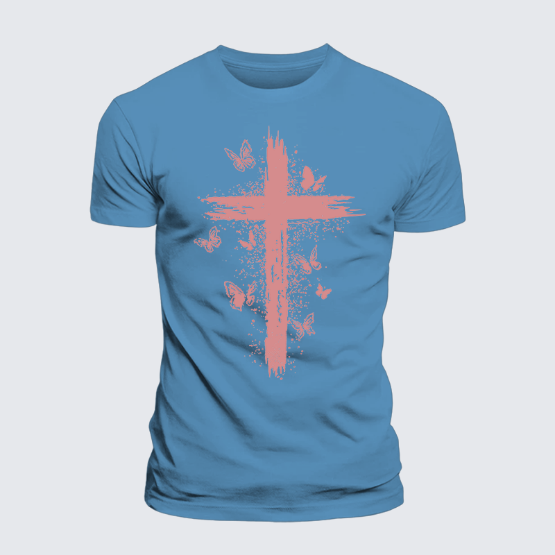 Butterfly Jesus God Christian Premium Mercerized Cotton Tee