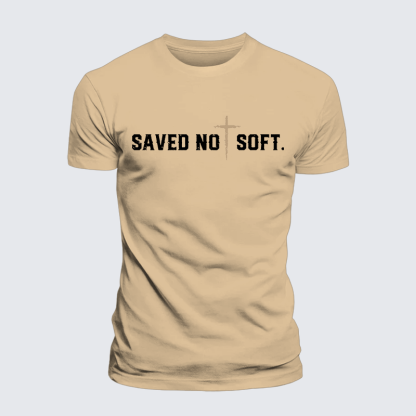 Saved Not Soft Jesus God Christian Premium Mercerized Cotton Tee