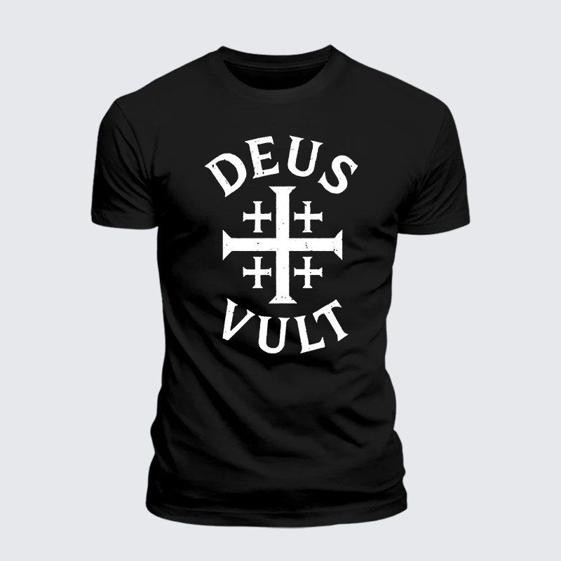 Deus Vult Jesus God Christian Premium Mercerized Cotton Tee
