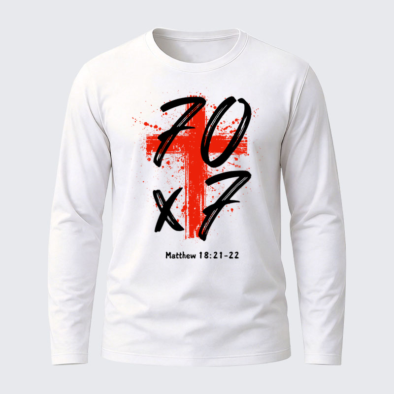 Matthew 18:21-22 Jesus God Christian Cotton Long Sleeve T-Shirt