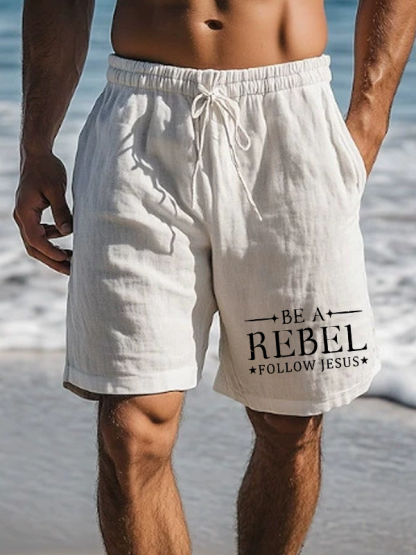 Men's Be A Rebel Follow Jesus Christian Beach Shorts