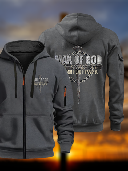 Man Of God Husband Dad PaPa Jesus God Christian Zipper Hoodies