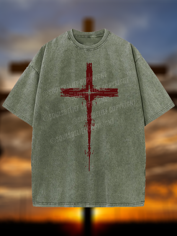 Light of Cross Jesus God Christian Washed T-Shirt