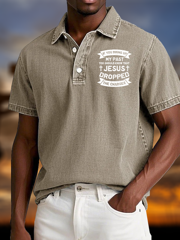 Jesus Dropped The Charges Vintage Short Sleeve Polo Shirt