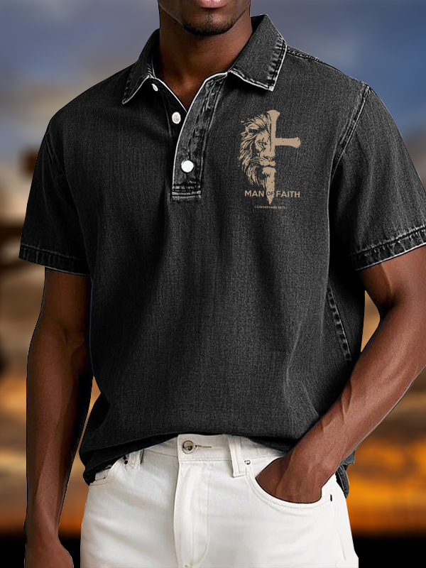 Man of Faith Vintage Short Sleeve Polo Shirt