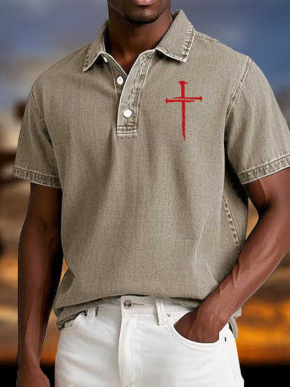 Red Cross Vintage Short Sleeve Polo Shirt
