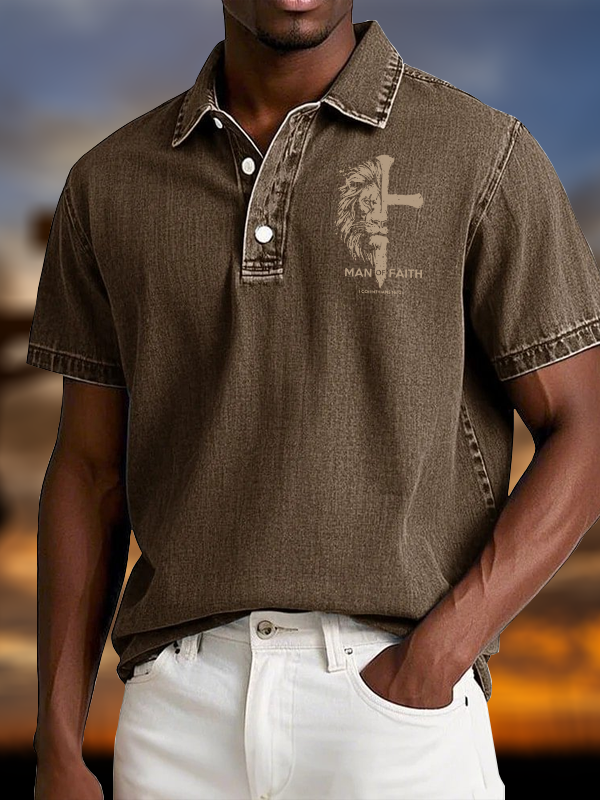 Man of Faith Vintage Short Sleeve Polo Shirt