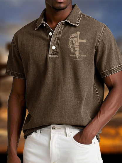 Man of Faith Vintage Short Sleeve Polo Shirt