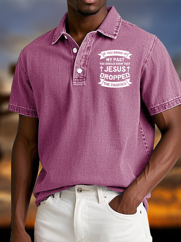 Jesus Dropped The Charges Vintage Short Sleeve Polo Shirt