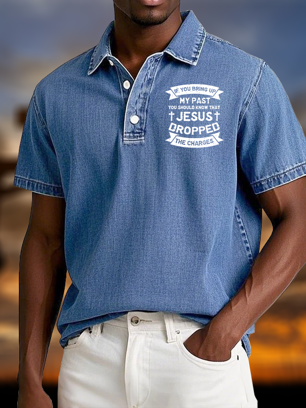 Jesus Dropped The Charges Vintage Short Sleeve Polo Shirt