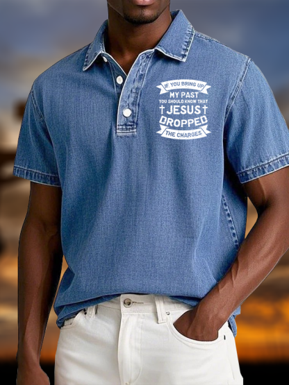 Jesus Dropped The Charges Vintage Short Sleeve Polo Shirt