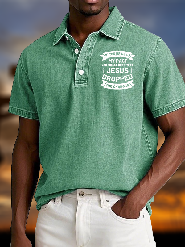 Jesus Dropped The Charges Vintage Short Sleeve Polo Shirt