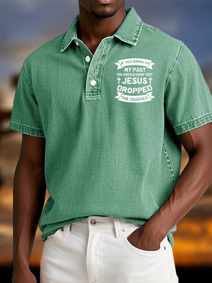 Jesus Dropped The Charges Vintage Short Sleeve Polo Shirt