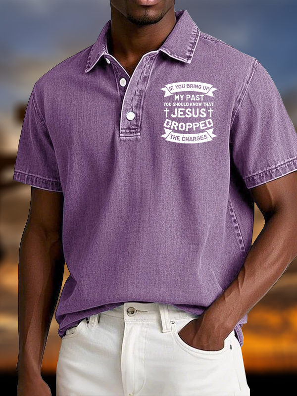 Jesus Dropped The Charges Vintage Short Sleeve Polo Shirt