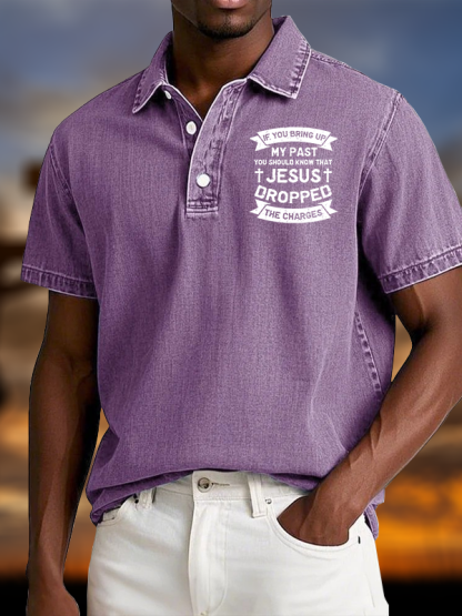 Jesus Dropped The Charges Vintage Short Sleeve Polo Shirt