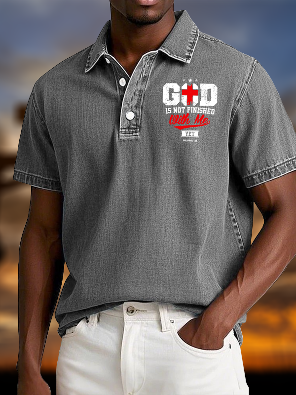God Is Not Finished With Me Vintage Short Sleeve Polo Shirt