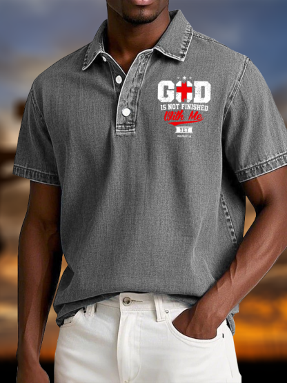 God Is Not Finished With Me Vintage Short Sleeve Polo Shirt
