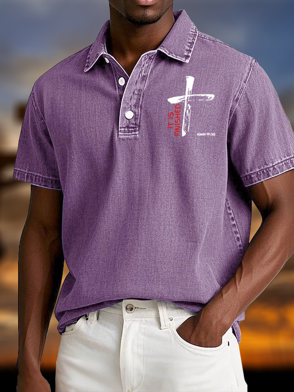 It Is Finished Vintage Short Sleeve Polo Shirt