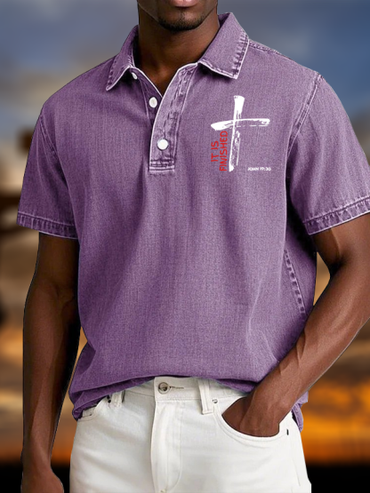 It Is Finished Vintage Short Sleeve Polo Shirt