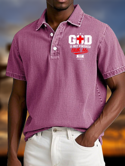 God Is Not Finished With Me Vintage Short Sleeve Polo Shirt