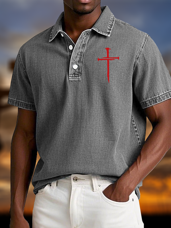 Red Cross Vintage Short Sleeve Polo Shirt