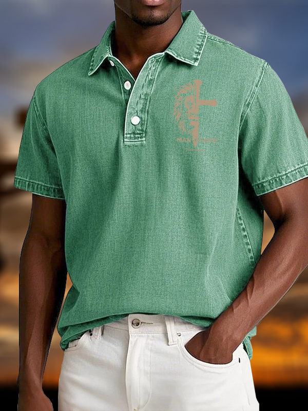 Man of Faith Vintage Short Sleeve Polo Shirt