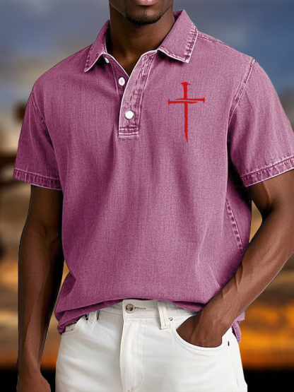 Red Cross Vintage Short Sleeve Polo Shirt