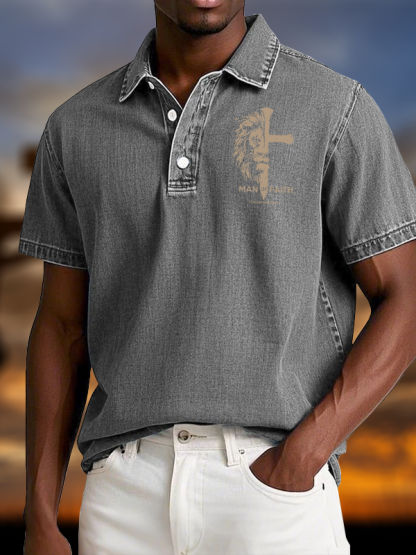 Man of Faith Vintage Short Sleeve Polo Shirt