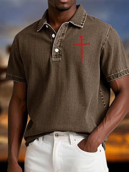 Red Cross Vintage Short Sleeve Polo Shirt