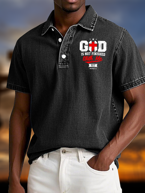 God Is Not Finished With Me Vintage Short Sleeve Polo Shirt