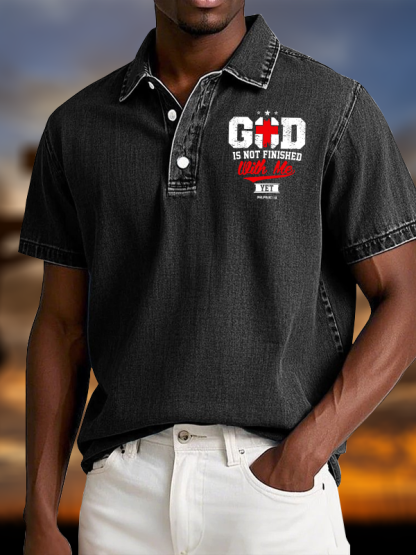 God Is Not Finished With Me Vintage Short Sleeve Polo Shirt