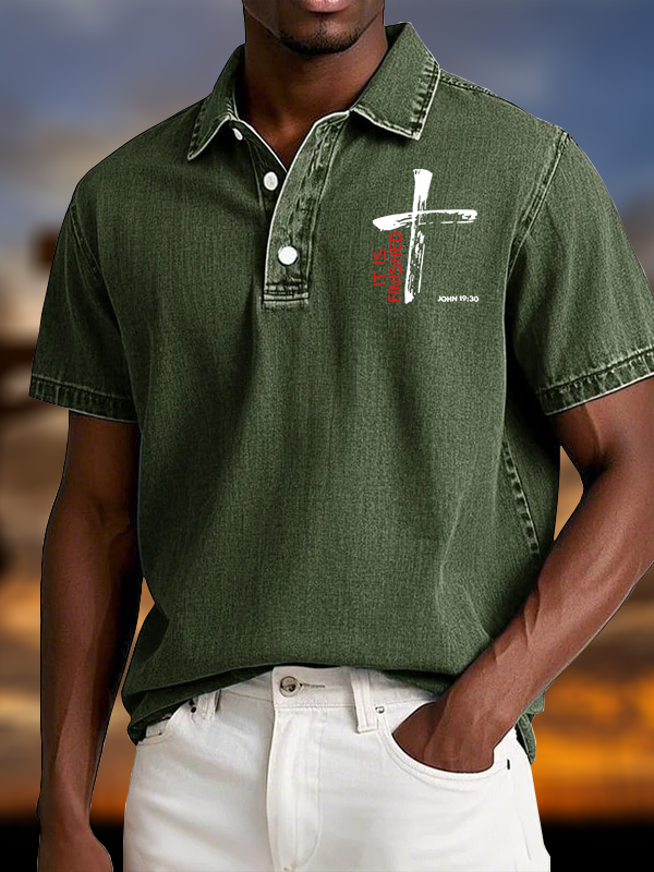 It Is Finished Vintage Short Sleeve Polo Shirt