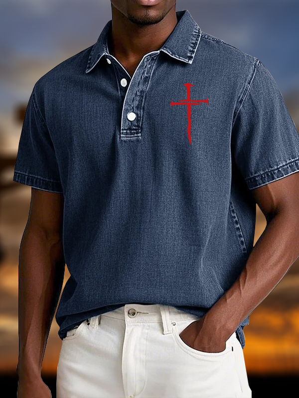 Red Cross Vintage Short Sleeve Polo Shirt