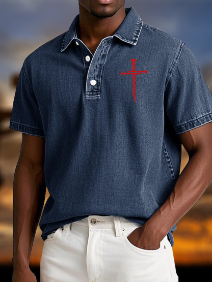 Red Cross Vintage Short Sleeve Polo Shirt