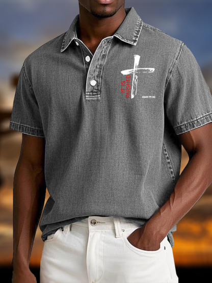 It Is Finished Vintage Short Sleeve Polo Shirt
